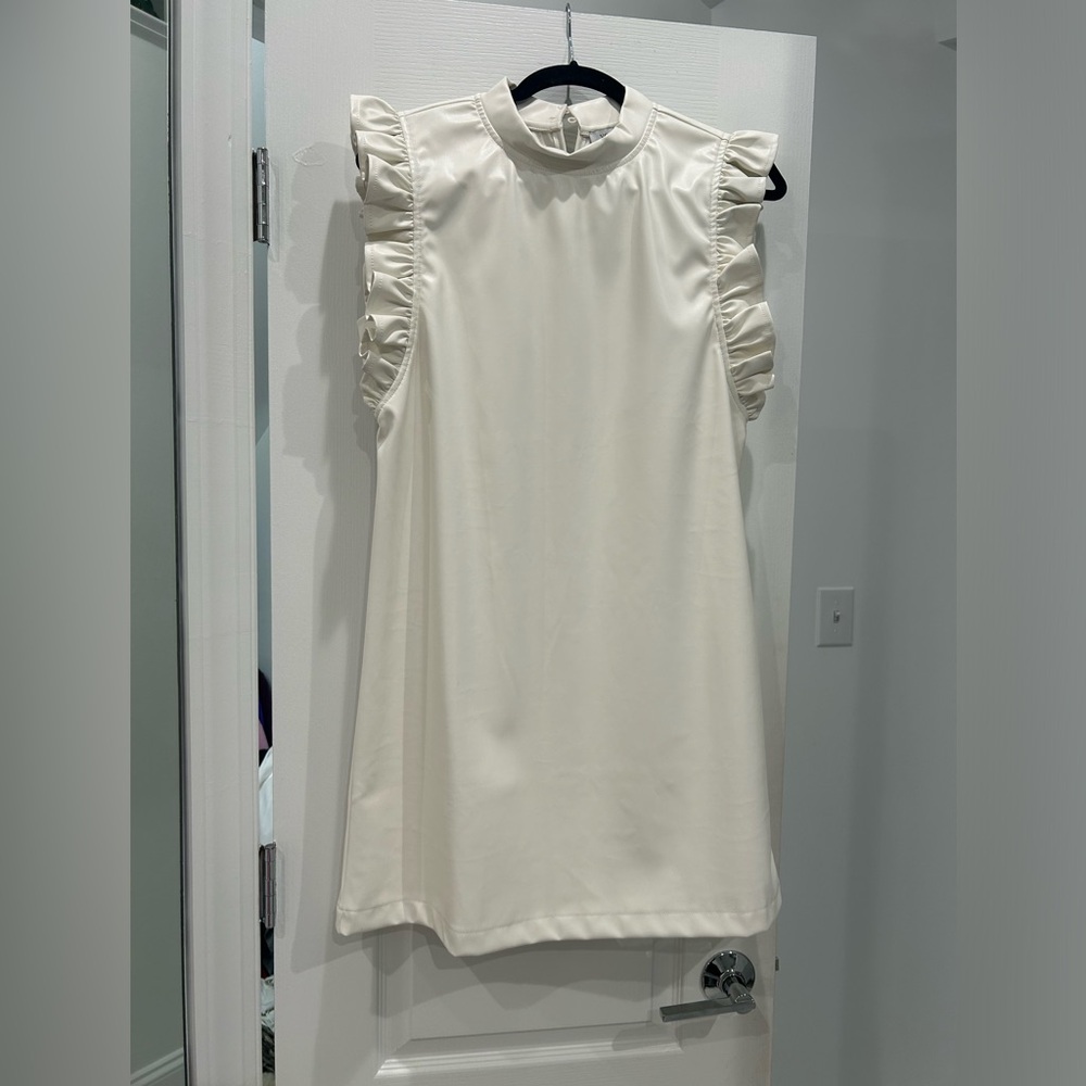 Voy off white pleather A line dress brand new with tags